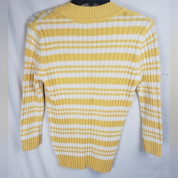 Faded Glory VNeck Yellow and White Striped Sweater Sz XL - Picture 3 of 8